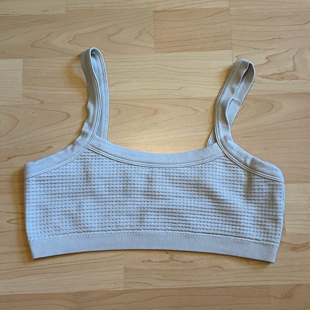 Garage Waffle Knit Textured Cream Crop Top